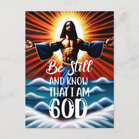 Wees stil en weet dat ik God Briefkaart ben (Voorkant)