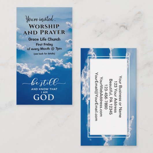 Wees stil en weet dat ik God Church Event Flyer be Visitekaartje (Voorkant / Achterkant)