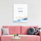 Wees stil en weet dat ik God Grey en Blue ben Canvas Afdruk (Insitu (Woonkamer))