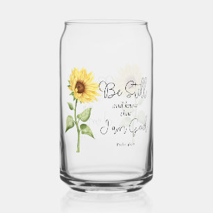 Wees stil en weet dat ik God Zonnebloem ben Blikvorm Glas