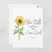 Wees stil en weet dat ik God Zonnebloem ben Briefkaart (Voorkant / Achterkant)