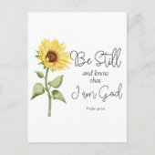 Wees stil en weet dat ik God Zonnebloem ben Briefkaart (Voorkant)