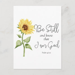 Wees stil en weet dat ik God Zonnebloem ben Briefkaart
