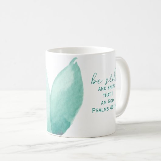 Wees stil en weet dat ik Gods Psalmen 46: 10 Blauw Koffiemok (Voorkant rechts)