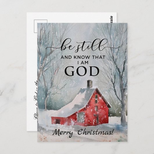 Wees stil en weet dat ik met Kerstmis ga. Briefkaart (Voorkant / Achterkant)