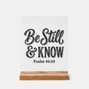 Wees Stil En Weet Psalm 46_10 Christelijk T-shirt Acryl Bord