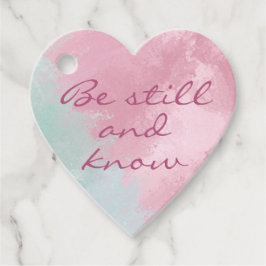 "Wees stil en weet" Roze en hemelsblauwe marmer Bedankjes Labels