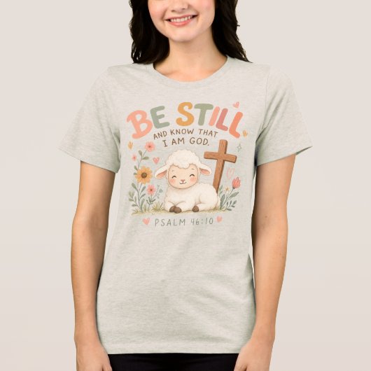 Wees stil en weet Tri-Blend shirt (Voorkant)