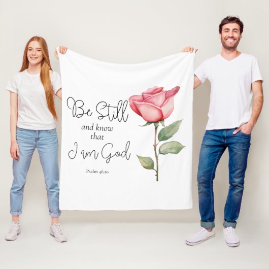 Wees stil in de Schrift en weet dat ik God Bloem b Fleece Deken (In situ)