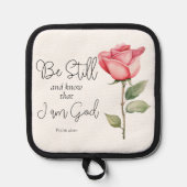 Wees stil in de Schrift en weet dat ik God Bloem b Pannenlap (Voorkant)