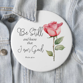Wees stil in de Schrift en weet dat ik God Bloem b Ronde Button 6,0 Cm