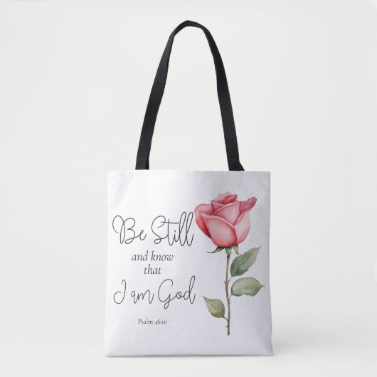 Wees stil in de Schrift en weet dat ik God Bloem b Tote Bag (Voorkant)