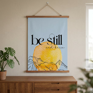 Wees stil & Ken Inspirerende Lichtblauwe Wandtapij Hangend Wandkleed
