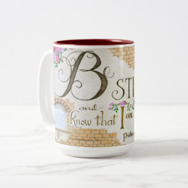 Wees stil, Psalm 46:10 - Koffiemok Tweekleurige Koffiemok
