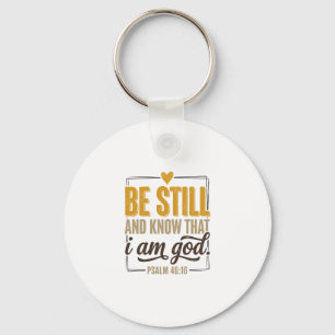 Wees stil Psalm 46_10 Vintage Christelijk T-shirt  Sleutelhanger