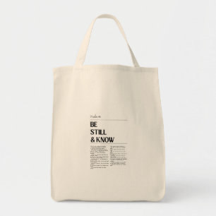 Wees stil Psalm 46 geloof boodschappentas Tote Bag