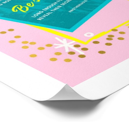 Wees Stil Quote Roze Groen Muurkunst poster (Hoek)