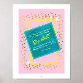 Wees stil Quote Roze Groene Wall Art poster (Voorkant)
