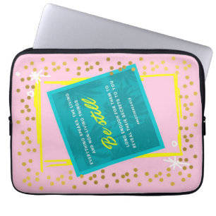 Wees stil Quote Roze Groene Wall Art poster Laptop Sleeve