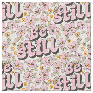 Wees stil - Retro Bloemen Schrift in Roze & Wit Stof