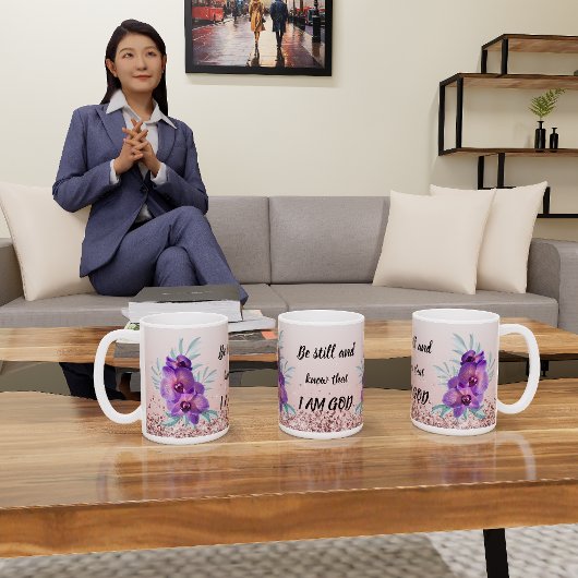 Wees stil & weet dat ik God ben - Bloemen Mok