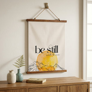 Wees stil & weet Inspirerende wandtapijt wit Hangend Wandkleed