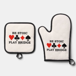 Wees Stoïcijns Speel Bridge Vier Kaartkleuren Ovenwant & Pannenlap Set