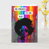 Wees trots om jou te zijn | Afro-Amerikaanse vrouw Kaart (Gele Bloem)