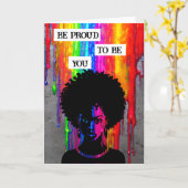 Wees trots om jou te zijn | Afro-Amerikaanse vrouw Kaart (Gele Bloem)