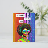 Wees trots om jou te zijn | Groovy Vrouw van Kleur Briefkaart (Staand voorkant)