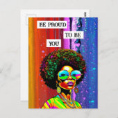 Wees trots om jou te zijn | Groovy Vrouw van Kleur Briefkaart (Voorkant / Achterkant)