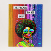 Wees trots om jou te zijn | Groovy Vrouw van Kleur Legpuzzel (Verticaal)