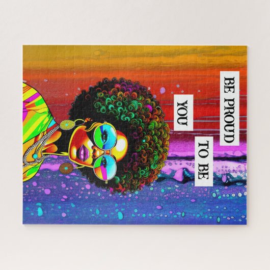Wees trots om jou te zijn | Groovy Vrouw van Kleur Legpuzzel (Horizontaal)