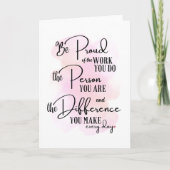 Wees trots op het werk dat je doet kaart (Voorkant)