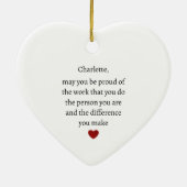 Wees trots op het werk dat je doet met de persoon keramisch ornament (Achterkant)