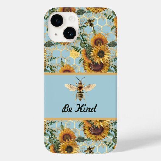 Wees Turquoise Sunflower Bee Case-Mate iPhone Case (Achterkant)