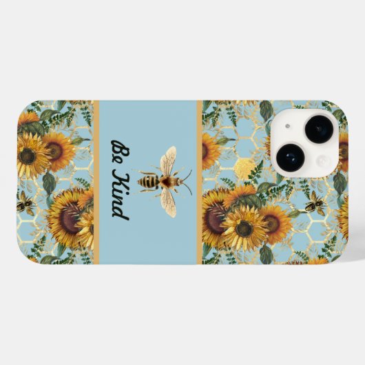 Wees Turquoise Sunflower Bee Case-Mate iPhone Case (Achterkant (horizontaal))