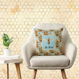 Wees  Turquoise Sunflower Bee Kussen