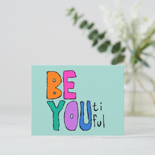 Wees u mooi, kleurrijk, helder briefkaart (Staand voorkant)