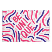 Wees uniek Quote Artistieke Roze Blauwe Verf Squig Kussensloop (Achterkant)