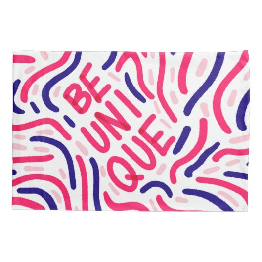 Wees uniek Quote Artistieke Roze Blauwe Verf Squig Kussensloop (Achterkant)