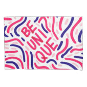 Wees uniek Quote Artistieke Roze Blauwe Verf Squig Kussensloop (Voorkant)