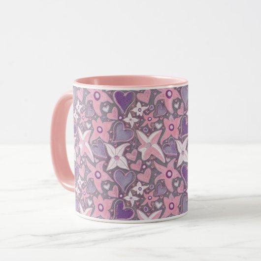 Wees uniek Wees jezelf patroon in roze/Paarse Mok (Voorkant links)