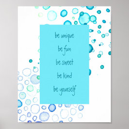 Wees uniek, wees jezelf Waterverf Stippen Poster