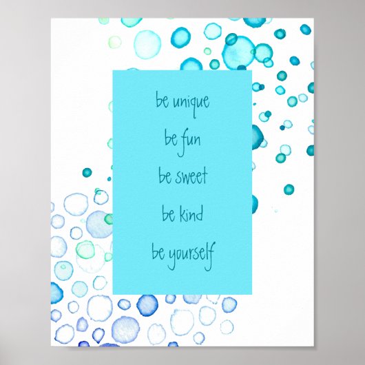Wees uniek, wees jezelf Waterverf Stippen Poster (Voorkant)