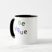Wees unieke inspirerende typografie koffie mok (Voorkant links)
