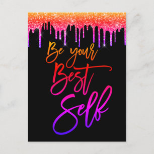 Wees uw beste zelf-Motivatie offerte-glitter Briefkaart