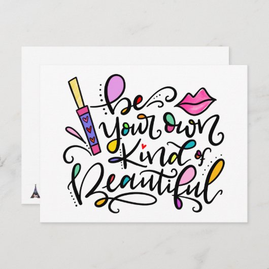 Wees uw eigen soort mooi, met de hand geschreven briefkaart (Voorkant / Achterkant)