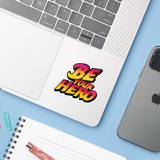 Wees uw Sticker Hero Design (Laptop met iPhone)