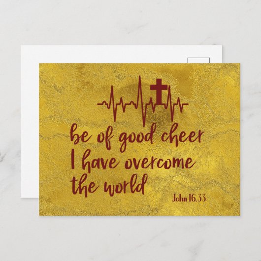 Wees van goede moed; Ik heb het wereldvers overwon Briefkaart (Voorkant / Achterkant)